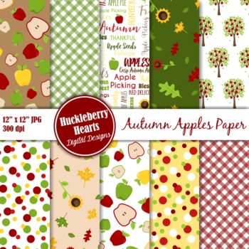 Assorted Apple Themed Digital Seamless Patterns