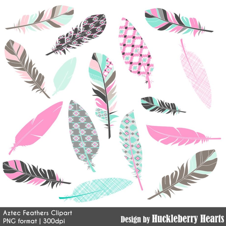 Assorted Aztec Themed Feather Clipart Set