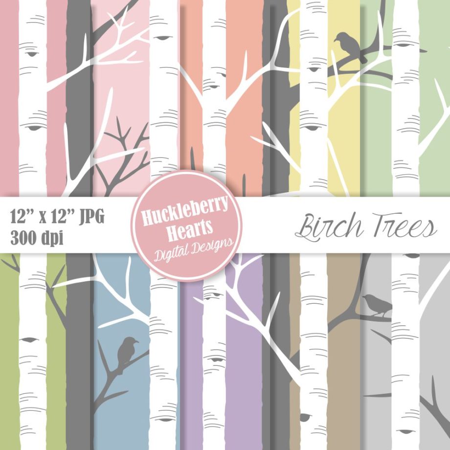 Assorted Birch Tree Digital Paper