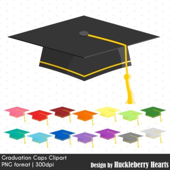 Assorted Graduation Caps Clipart Set