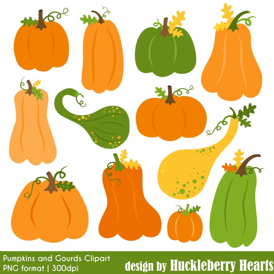 Assorted Pumpkin and Gourd Clipart Set