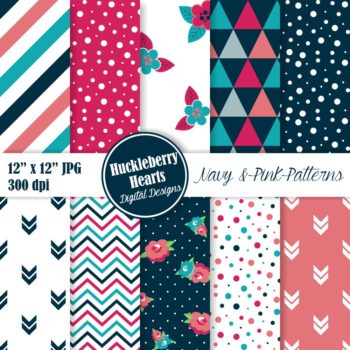 Navy And Pink Patterns Paper