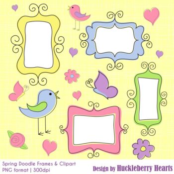 Spring Doodle Frames and Clipart