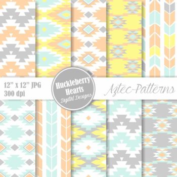 Aztec Coral Patterns Digital Paper