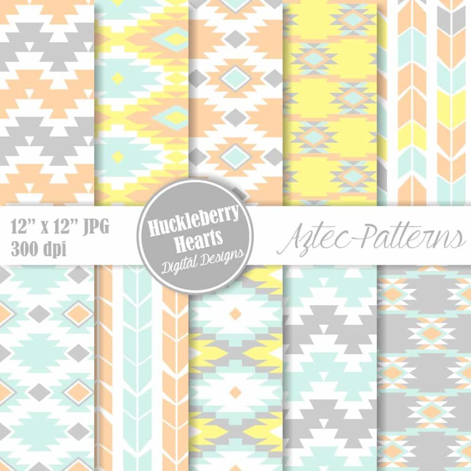 Aztec Coral Patterns Digital Paper