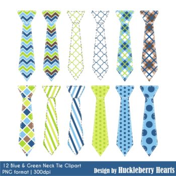 Blue and Green Neck Tie Clipart
