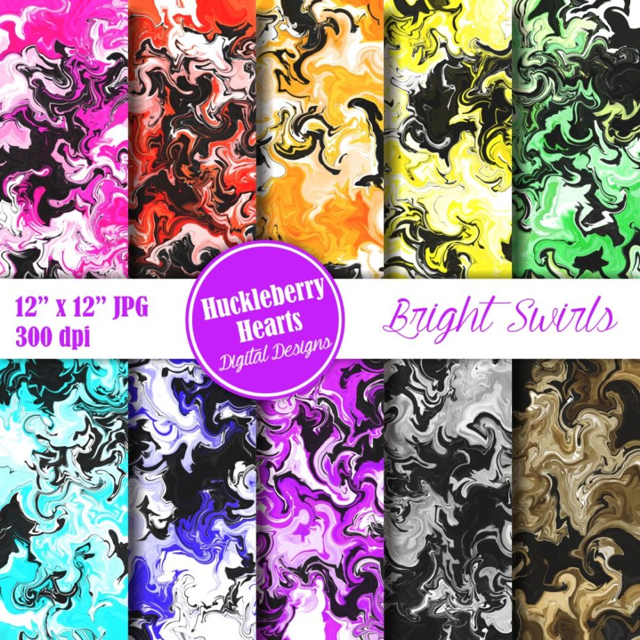 Assorted Bright Swirls Digital Paper