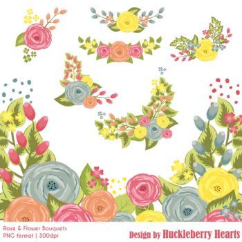 Rose and Flower Bouquets Clipart