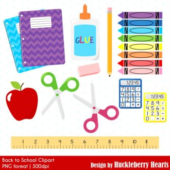 Assorted School Supplies Clipart