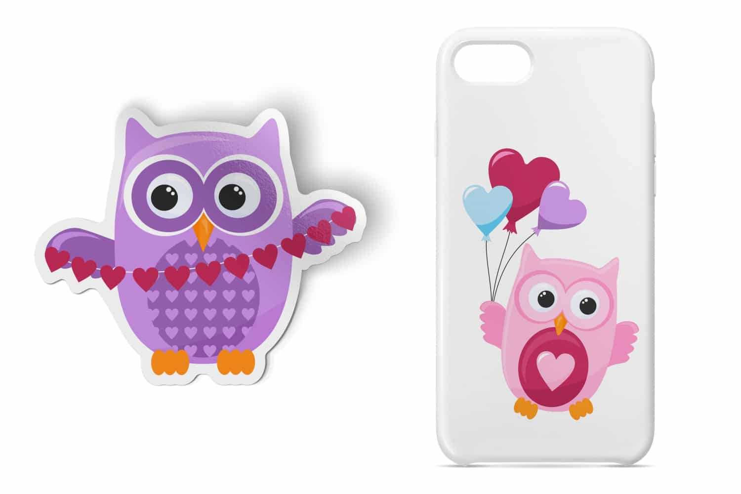 Assorted Valentine Owls clipart