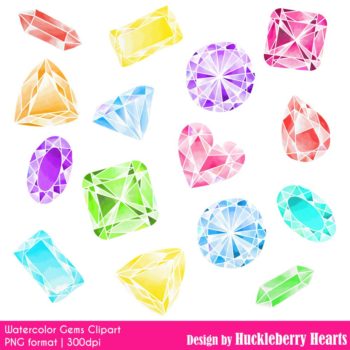 Watercolor Gems Clipart