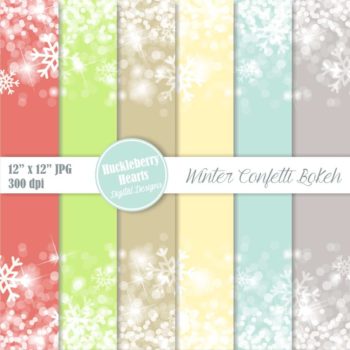 Winter Confetti Bokeh Digital Paper