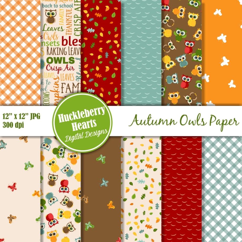 Autumn Owls Digital Scrapbook Paper