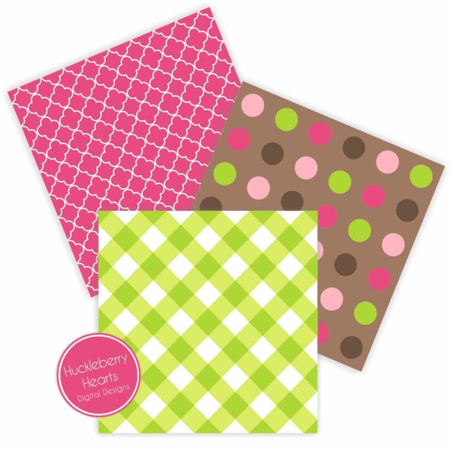 Baby Girl Pink and Green Digital Paper