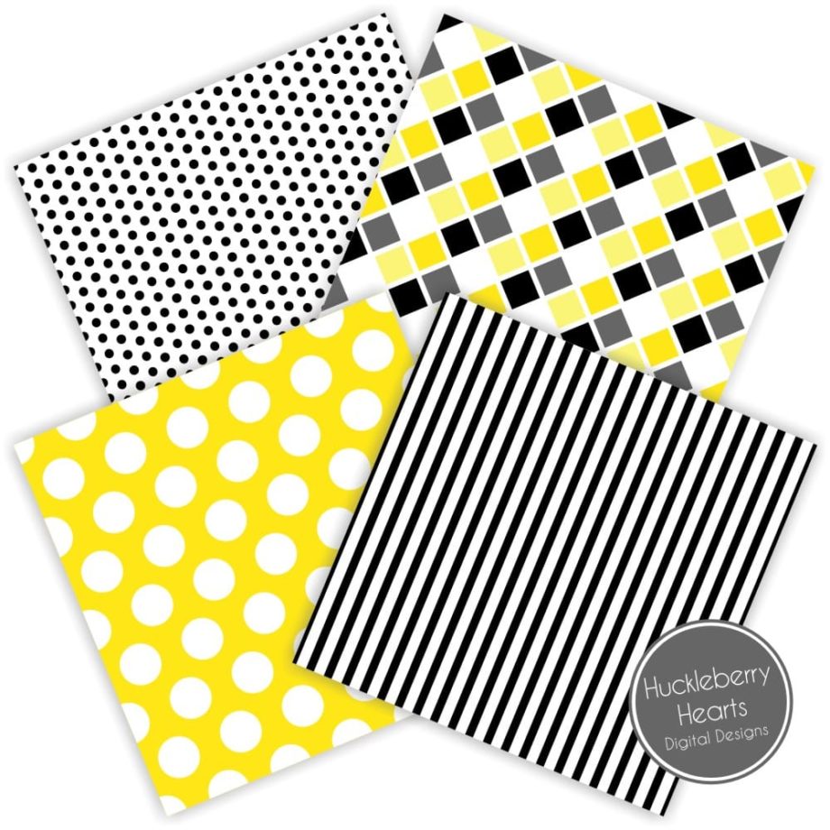 Black and Bright Yellow Digital Paper