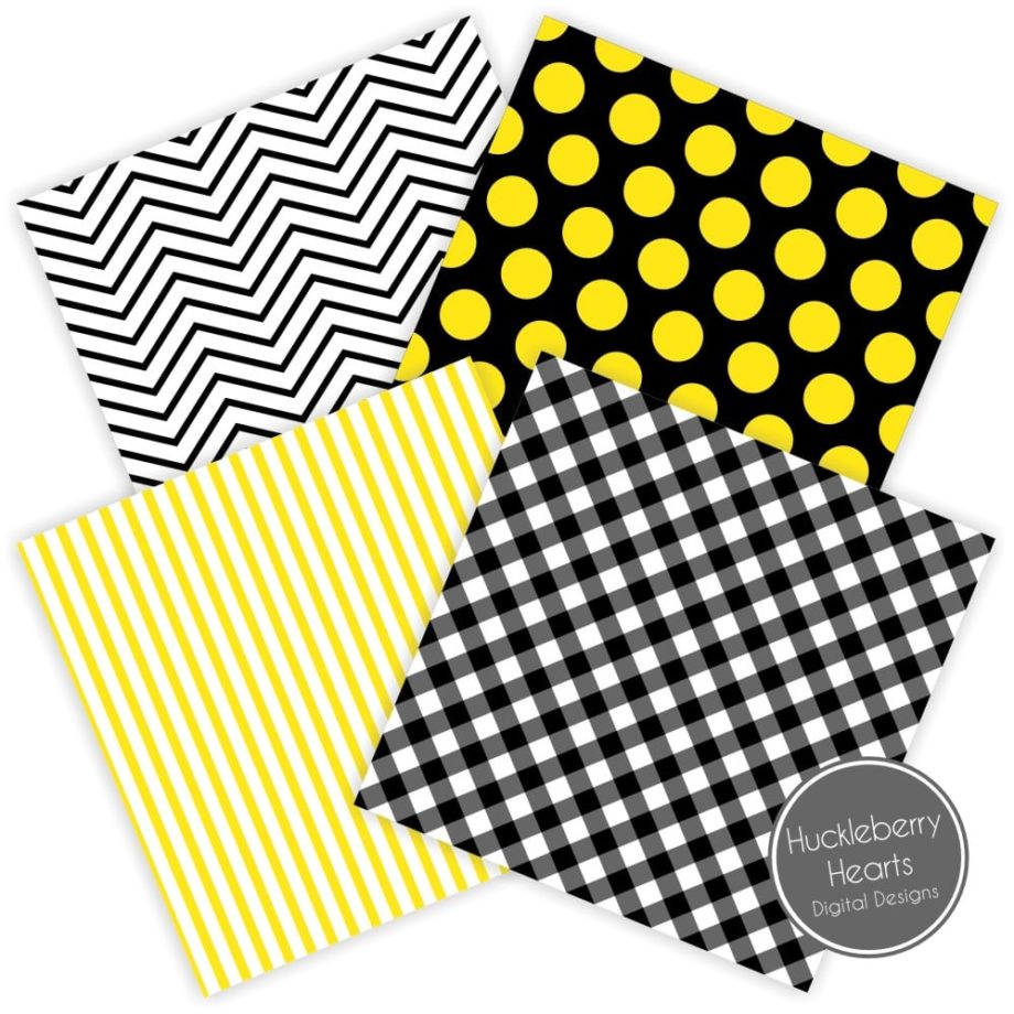 Black and Bright Yellow Digital Paper