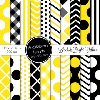 Black and Bright Yellow Digital Paper