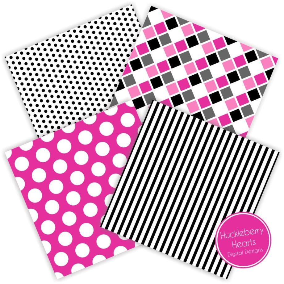 Black and Hot Pink Digital Paper