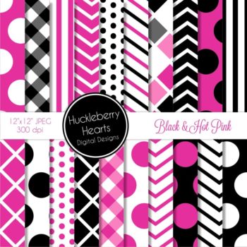 Black and Hot Pink Digital Paper