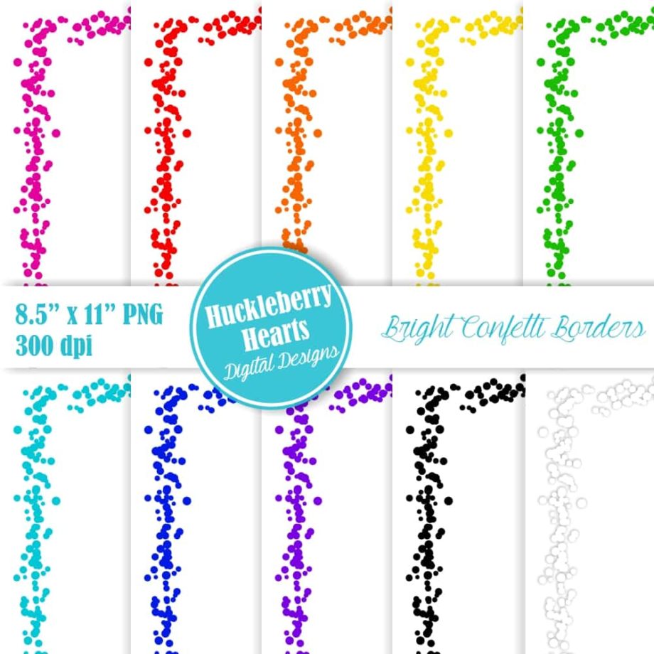 Bright Confetti Borders 8.5×11 Clipart