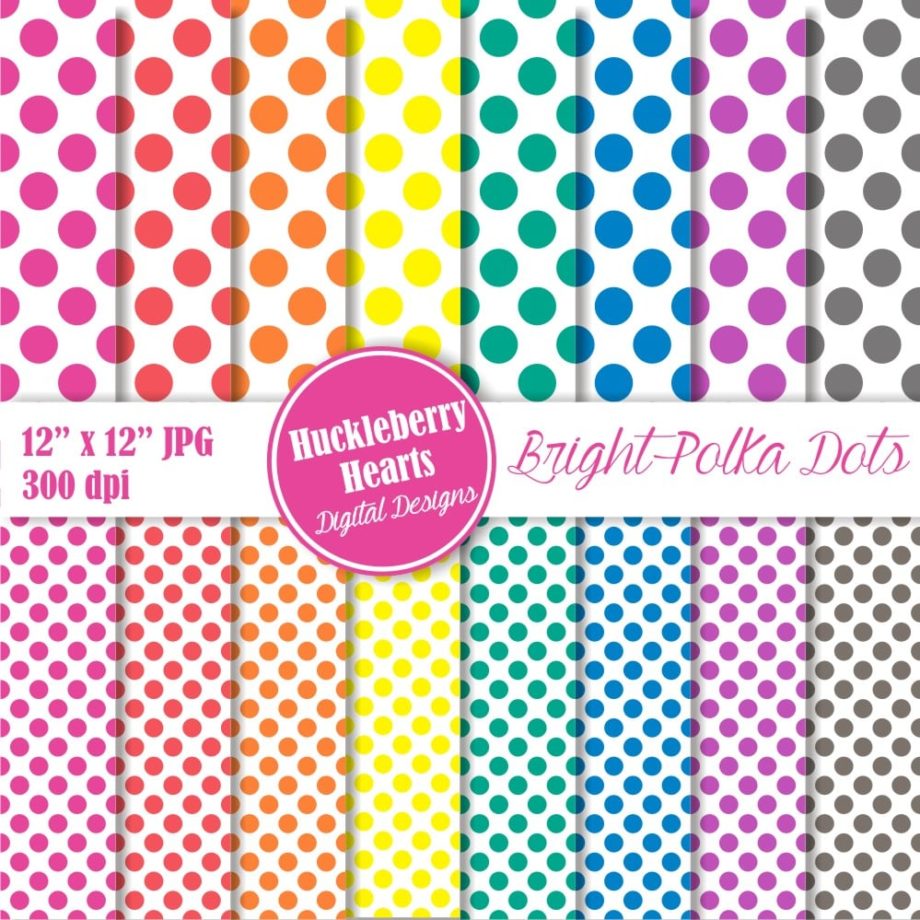Bright Polka Dots Digital Backgrounds