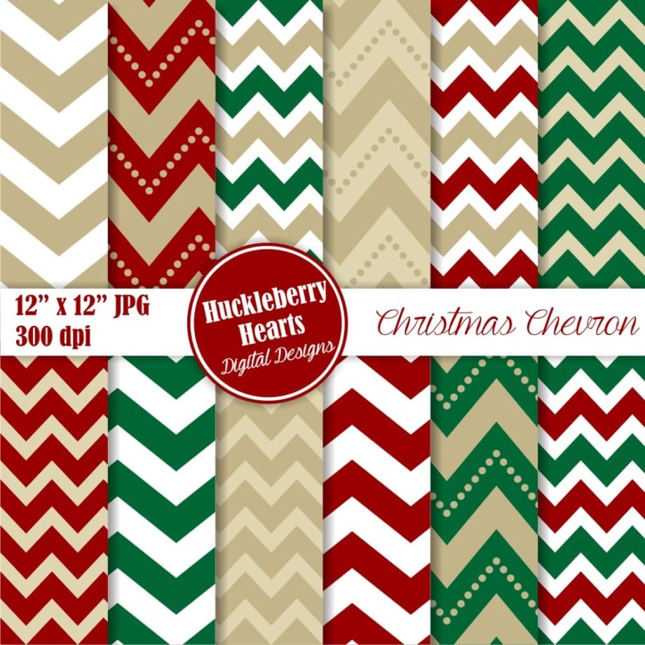 Christmas Chevron Digital Paper