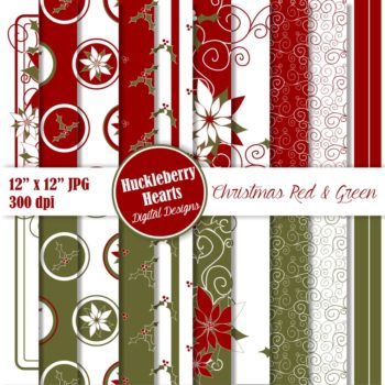 Red and Green Christmas Digital Paper