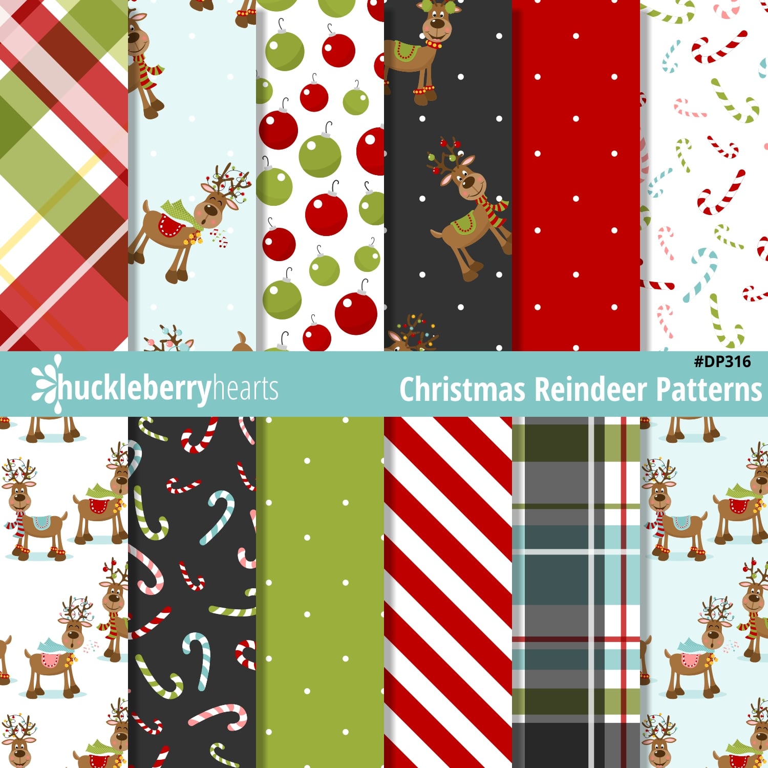 Assorted Christmas Reindeer Seamless Printable Patterns
