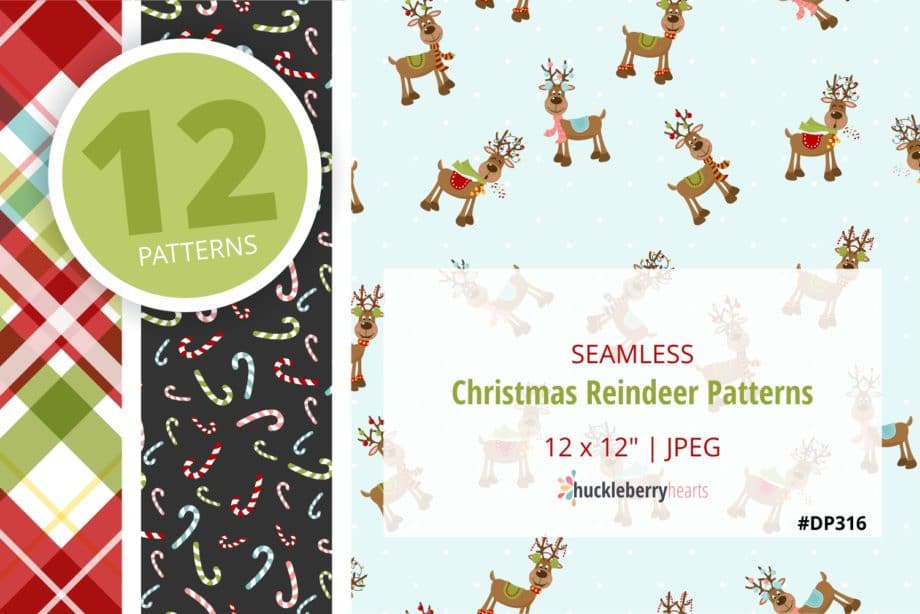 Assorted Christmas Reindeer Seamless Digital Patterns