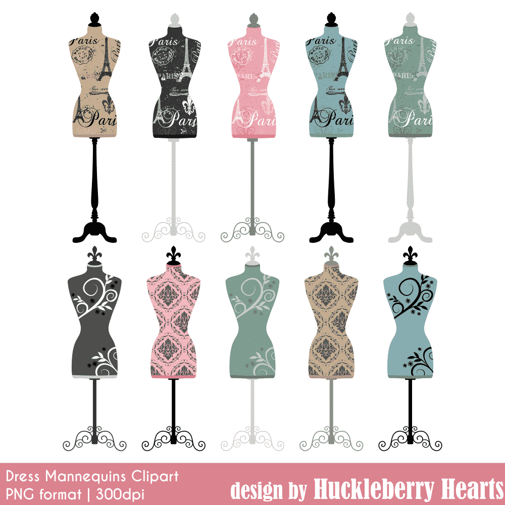 Dress Mannequin Clipart - Huckleberry Hearts