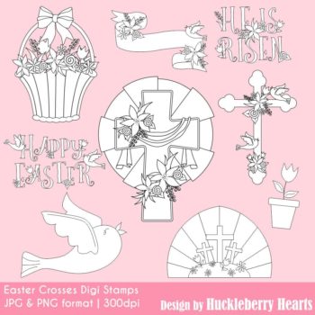 Easter Crosses Digital Stamps Clipart