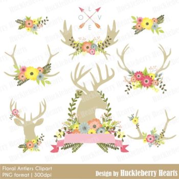 Floral Antlers Clipart