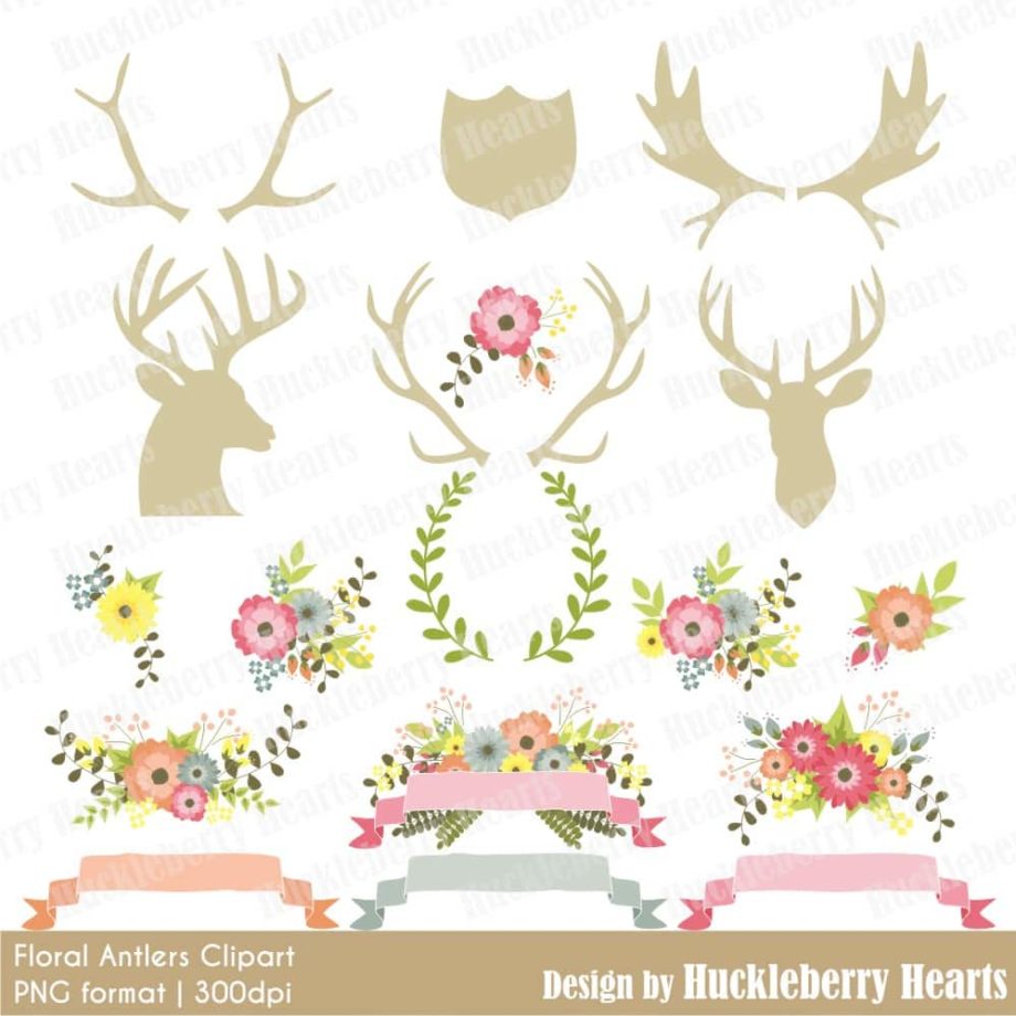 Floral Antlers Clipart