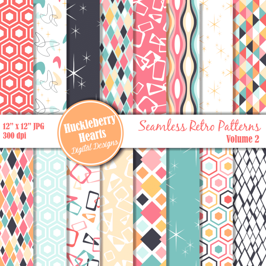 Retro Seamless Patterns Vol 2 Digital Paper