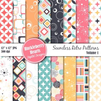Retro Seamless Patterns Vol 1 Digital Paper