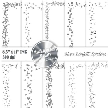 Silver Confetti Borders 8.5x11 Clipart