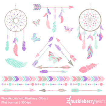 Assorted Feathers and Arrows Clipart Set