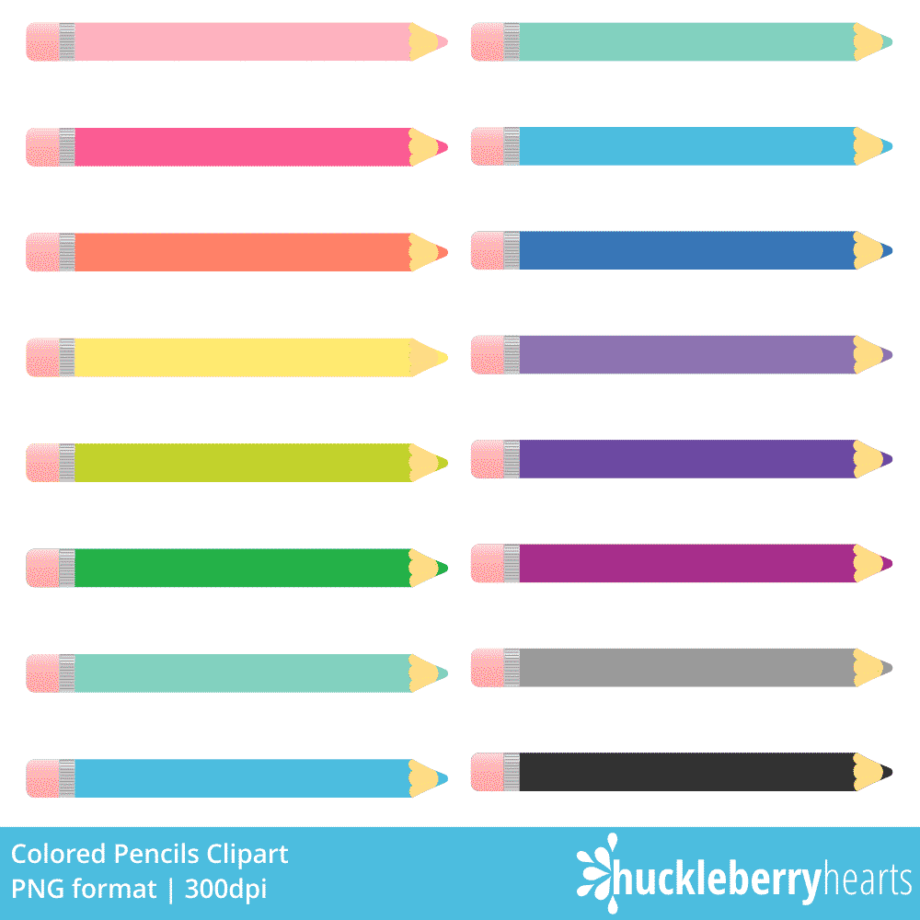 Assorted Colored Pencils Clipart Set