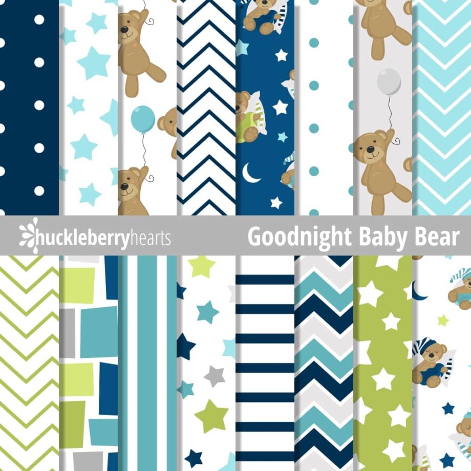 Assorted Baby Boy Teddy Bear Seamless Digital Patterns