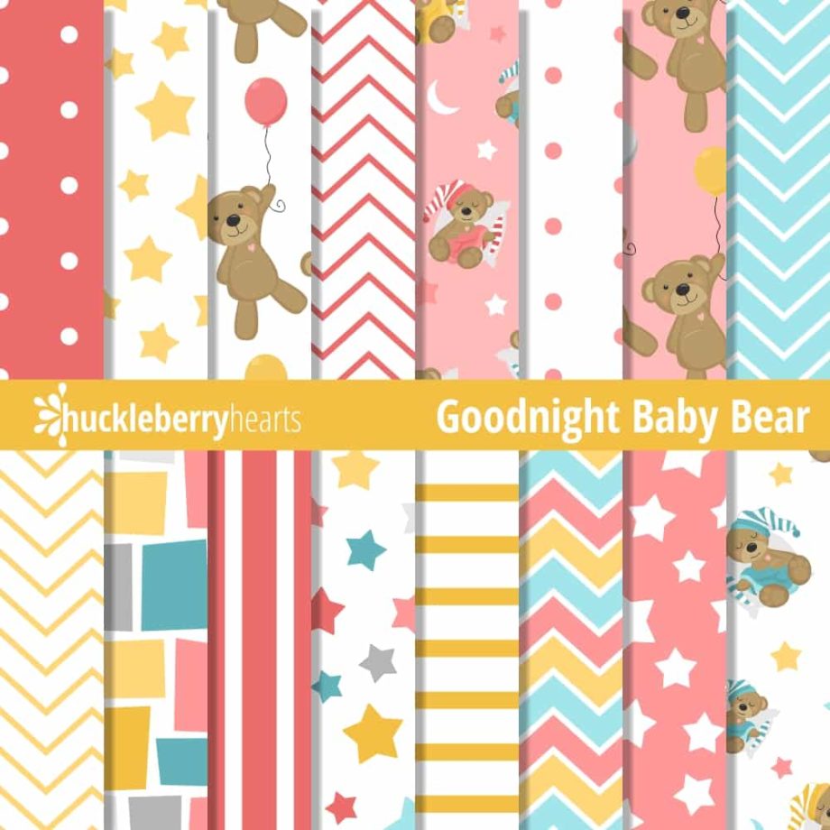 Pink Teddy Bear Digital Paper