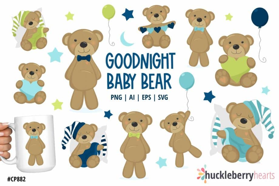 Assorted Teddy Bear themed clipart and vector set