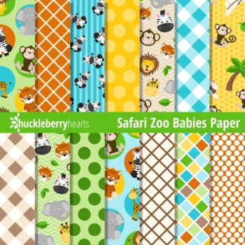 Assorted Safari Zoo Animals Digital Patterns