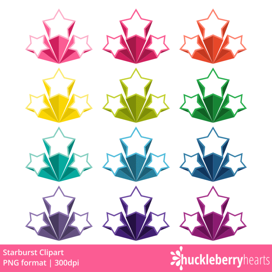 Assorted Star Burst Clipart Set