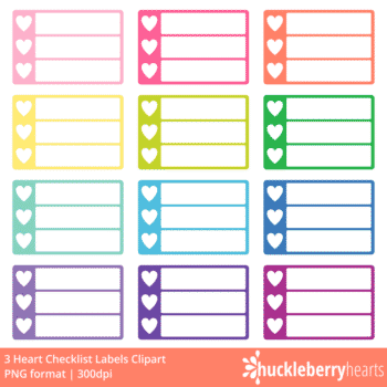 Assorted Labels with Hearts Clipart Set