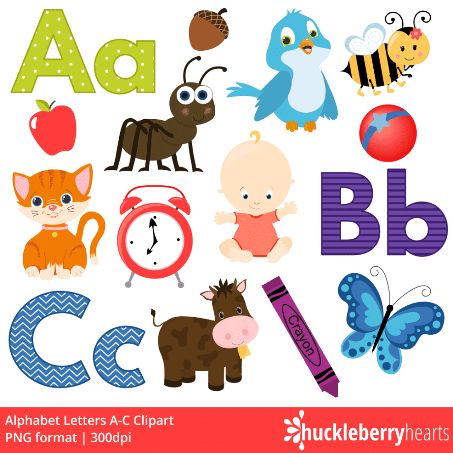 Alphabet Letters A-C Clipart