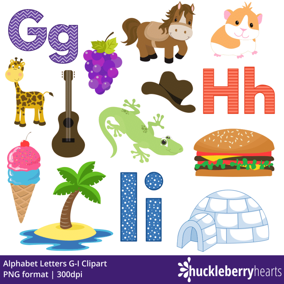 Alphabet Letters G-I Clipart