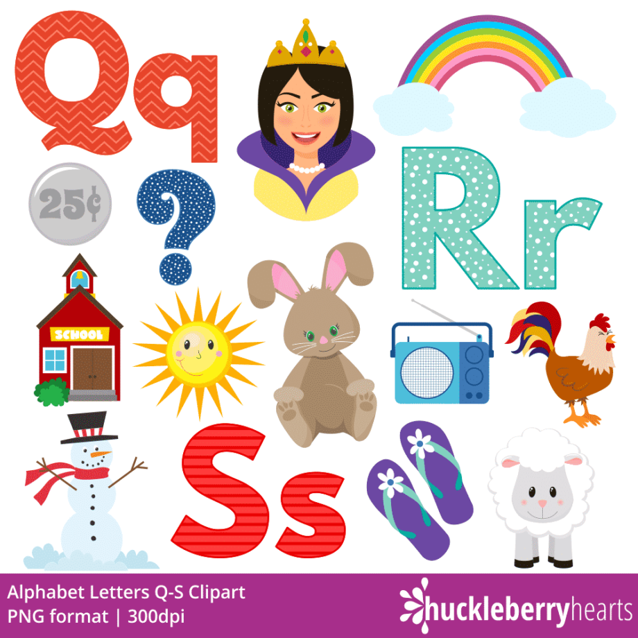 Alphabet Letters Q-S Clipart
