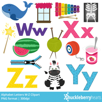 Alphabet Letters W-Z Clipart