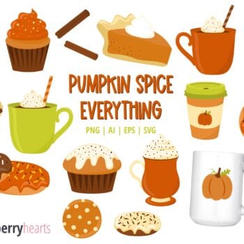 Assorted Pumpkin Spice themed clipart and vectors