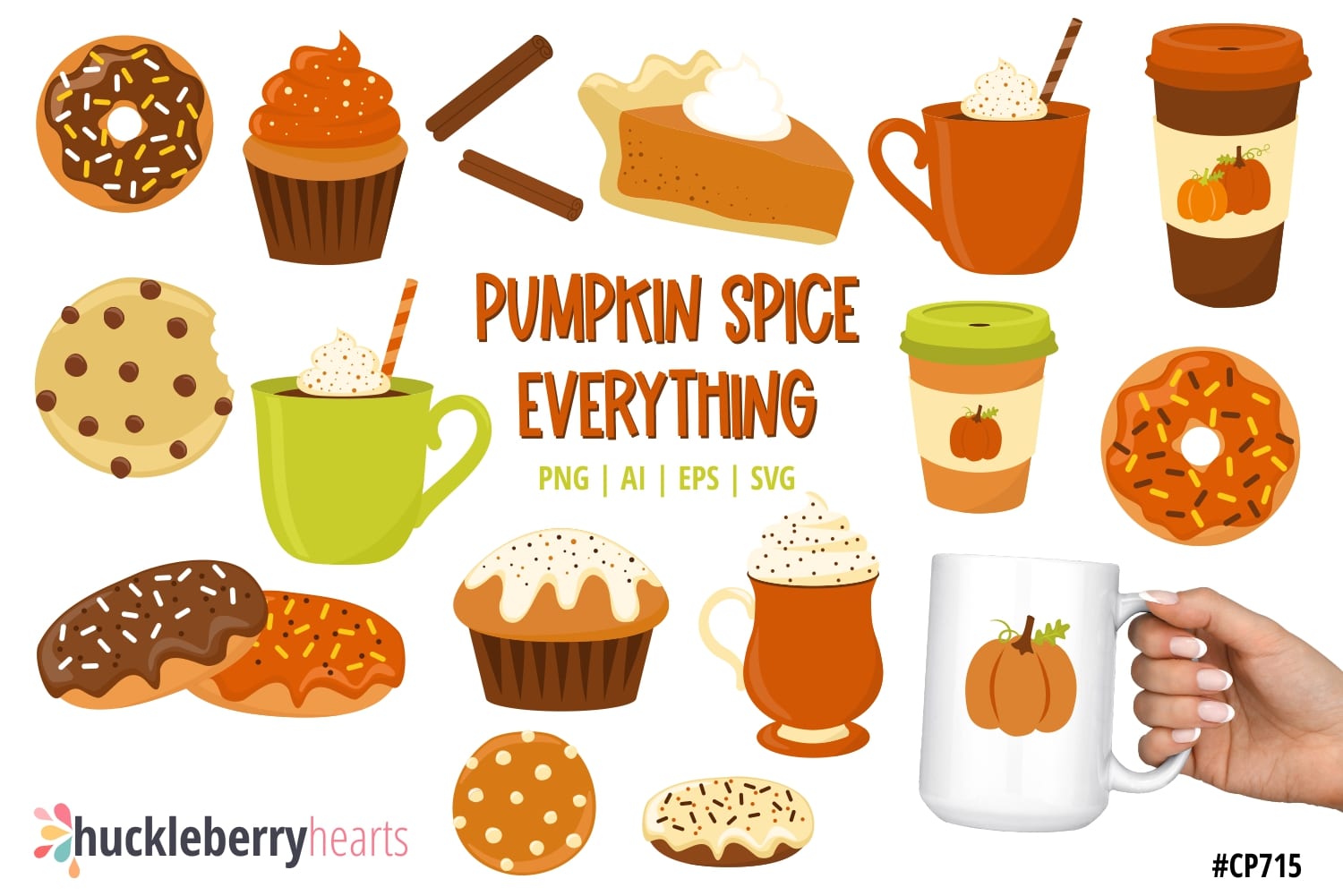 Assorted Pumpkin Spice themed clipart and vectors